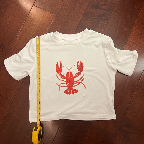 Lobster Graphic Women's Cropped Tee - White - XS - Picture 2 of 5